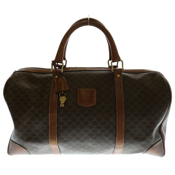 Celine Macadam Leather Boston Handbag Brown - Picture 1 of 6